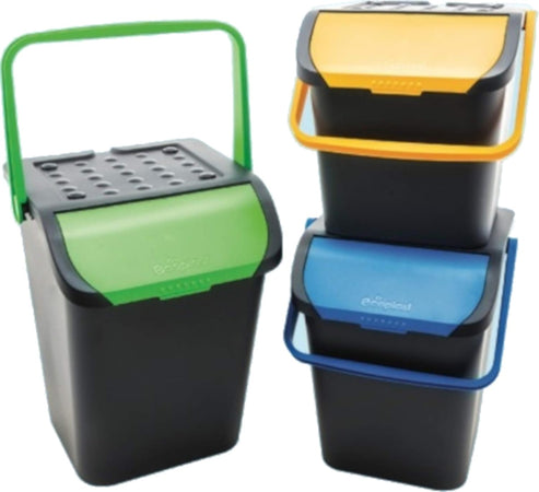 Pattumiera Per Raccolta Differenziata Set 'Ecologic Tris' Cm 38 X 36,5 X H.45 - 35 Lt. (Misura Singolo Secchio) - Ecoplast