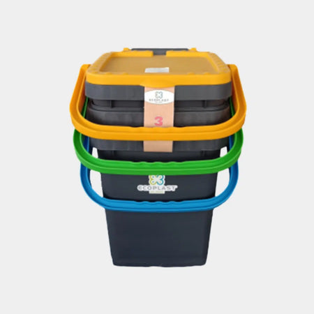 Pattumiera Per Raccolta Differenziata 'Ecoplus' 7 Lt.- Cm 25 X 25,7 X H 21,7 Corpo+Coperchio Marrone - Ecoplast