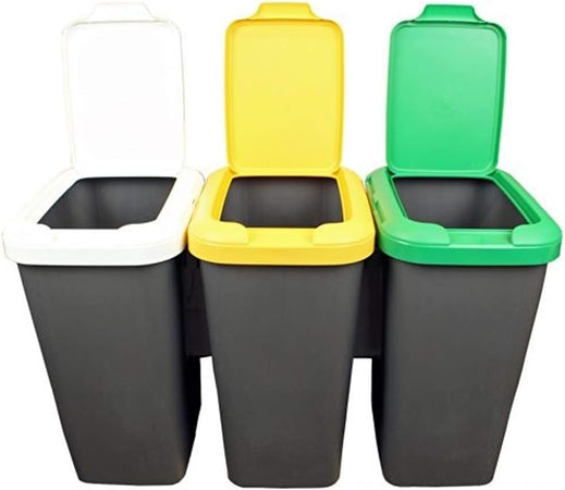 Pattumiera Raccolta Differenziata Set 'Trio' 25 Lt. Cm 78,5 X 32 X 47,4 - Tontarelli