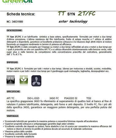 Olio Per Miscela 2 Tempi 100% Sintetico Better Due Synt 1 Lt Con Dosatore