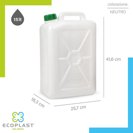 Tanica Per Alimenti Pesante 15 L- Ecoplast- 4,0 Pz