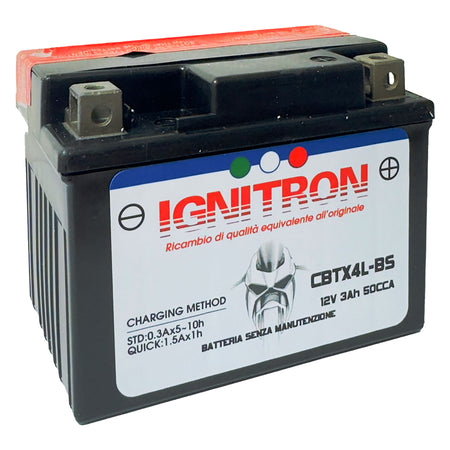 Batteria Per Moto 'Ignitron Agm' 12V - 3 Ah - Mm 113X70X H.85 - Ignitron