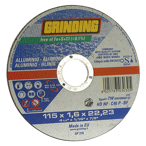 Mola Abrasiva Per Alluminio Ø 115 X 1,6- 50 Pezzi - Grinding