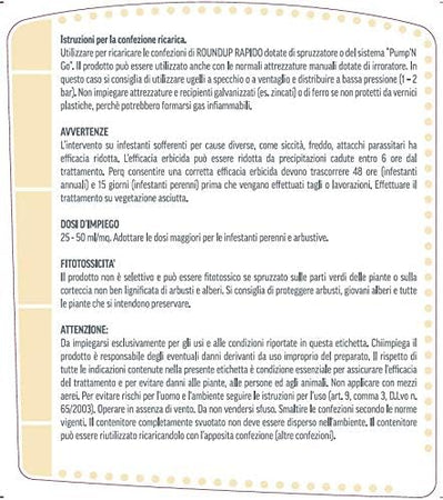 Diserbante Totale Liquido Pronto All'Uso Pfnpo- - Lt.1 - 1 Pezzi Roundup