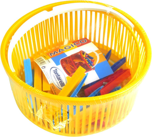 Cestino Magico Portamollette Rosso Con 15 Mollette Ts Special- - Ø Cm.19X15,5H. - 8 Pezzi Tontarelli