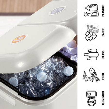 Pattumiera Differenziata Patty 2 Cm.39X32,5X41H. Lt.13+8 Bianca Tontarelli