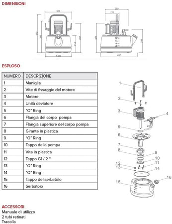 Pompa Decalcificante Disincrostante Lt 20- Lt. 20- Ferra- Pezzi 1