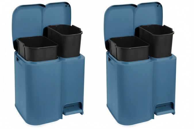 Pattumiera Differenziata Patty 2 Cm.39X32,5X41H. Lt.13+8 Azzurra Tontarelli