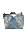 TRASH AND LUXURY Top decollete in jeans Donna con applicazioni da donna