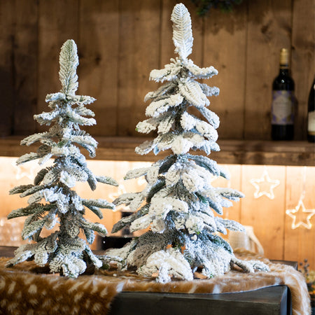 Alberello di Natale innevato, decorazione per interno Verde e Bianco