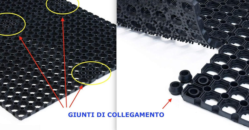 Zerbino Modulare Nido D’Ape In Gomma Nera Antiscivolo Misura 50 X 100 Cm