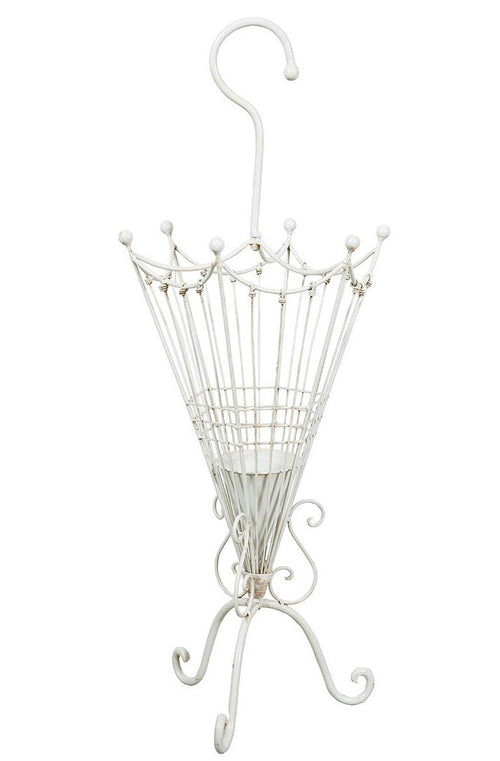 Biscottini Portaombrelli in ferro battuto finitura bianca anticata L32xPR32xH83 cm Pratico