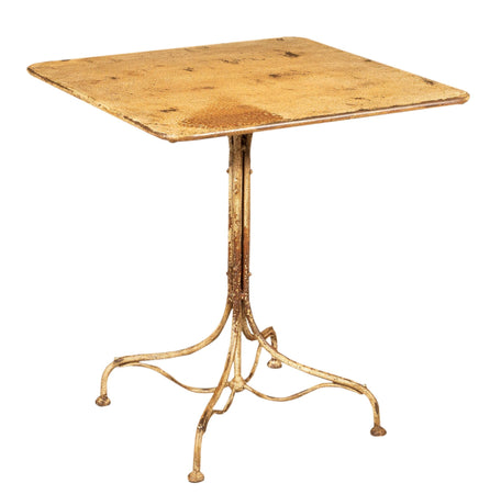 Biscottini Tavolo Biscottini Quadrato 70x70x76 Ferro Battuto Bianco Anticato Forgiato a