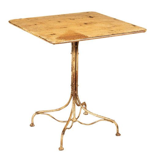 Biscottini Tavolo Biscottini Quadrato 70x70x76 Ferro Battuto Bianco Anticato Forgiato a