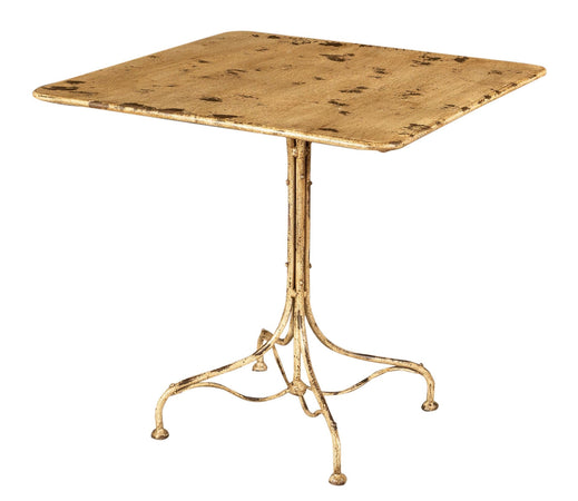 Biscottini Tavolo Quadrato Biscottini Ferro Battuto Finitura Bianca Anticata 80x80x76