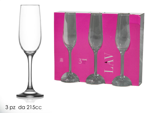 Set 3 Flute Fame 215cc in Vetro