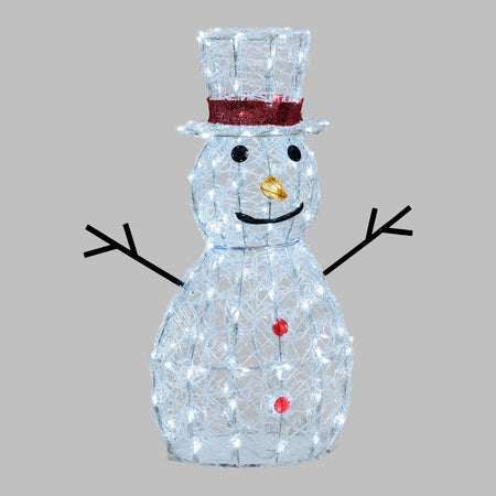 Pupazzo di neve 3D luminoso in acrilico con led bianco, decorazione per interno ed esterno