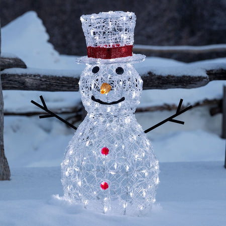 Pupazzo di neve 3D luminoso in acrilico con led bianco, decorazione per interno ed esterno