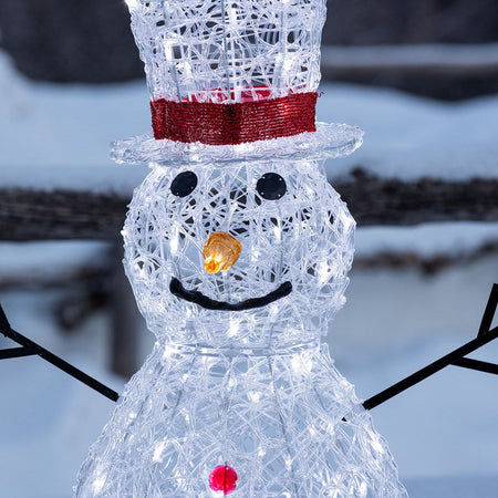 Pupazzo di neve 3D luminoso in acrilico con led bianco, decorazione per interno ed esterno