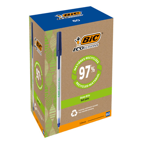 Scatola 60 Penne A Sfera Bic Ecolutions Round Stic Blu 1.0Mm