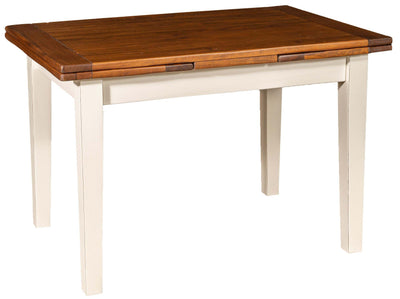 Biscottini Tavolo Country allungabile in legno massello di tiglio struttura bianca anticata piano noce Made in Italy