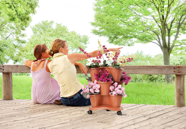 Set Vaso 'Trifoglio' Ø Cm 40Xh.51 Lt. 6 - Terracotta - Bama