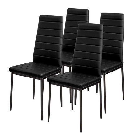 Sedia Moderna 4pz Metallo Verniciato Pelle Ecologica Sala Pranzo Cucina Nero