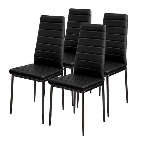 Sedia Moderna 4pz Metallo Verniciato Pelle Ecologica Sala Pranzo Cucina Nero