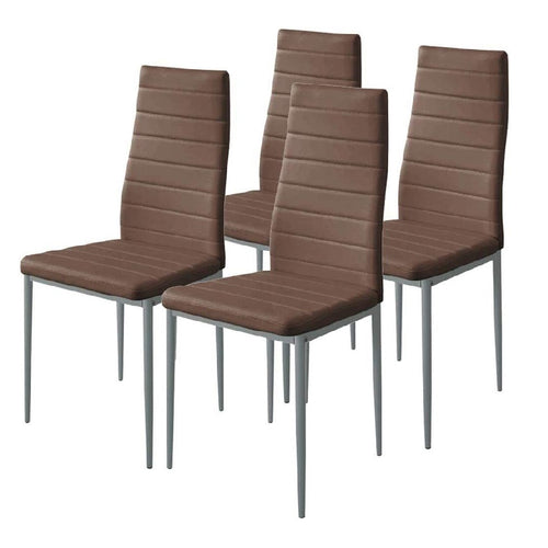 Sedia Moderna 4pz Metallo Verniciato Pelle Ecologica Sala Pranzo Cucina Morrone