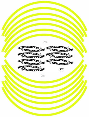 KIT STRISCE ADESIVE per CERCHI MOTO 17 compatibili YAMAHA MT-10 Adesivi tuning
