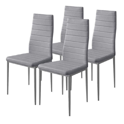 Sedia Moderna 4pz Metallo Verniciato Pelle Ecologica Sala Pranzo Cucina Grigio