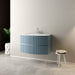 Mobile Bagno Sospeso Curvo Senza Specchio Modello Santi 90Cm - Base Sospesa -Lavabo - Azzurro Polvere -Specchio Escluso - Mob