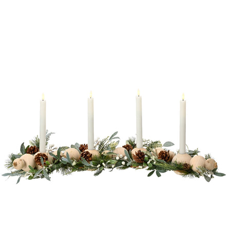 Portacandela di Natale con bacche e pigne per 4 candele alte, da 80 cm