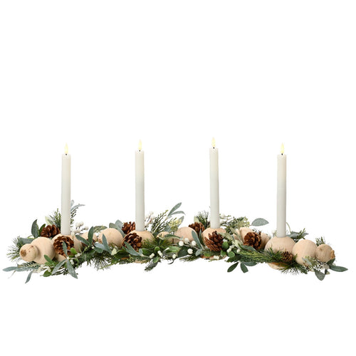 Portacandela di Natale con bacche e pigne per 4 candele alte, da 80 cm