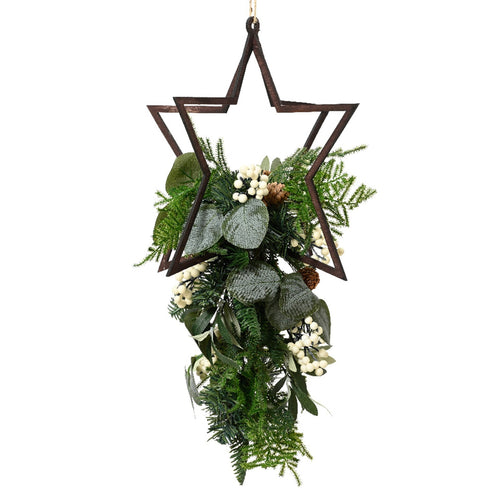 Ramo decorativo con stella color marrone per decorazioni e composizioni di fiori h 45 cm
