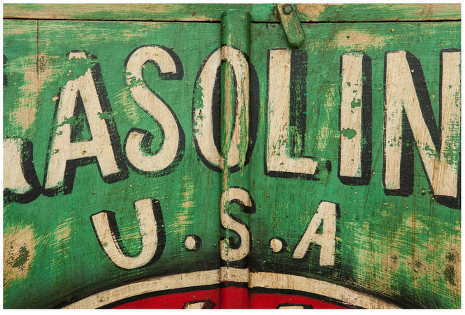 Biscottini Biscottini Armadietto Officina Texaco Oil Legno Massiccio Dipinto Mano 89x45x158