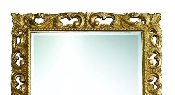 MOBILI2G - Specchiera in foglia oro rettangolare Misure: 94 x 185 x 5