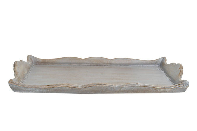 Biscottini Biscottini Vassoio Legno Grigio Pietra 29x43x4 Finitura Artigianale Firenze