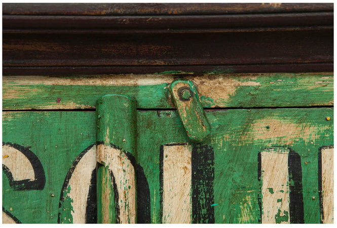 Biscottini Biscottini Armadietto Officina Texaco Oil Legno Massiccio Dipinto Mano 89x45x158