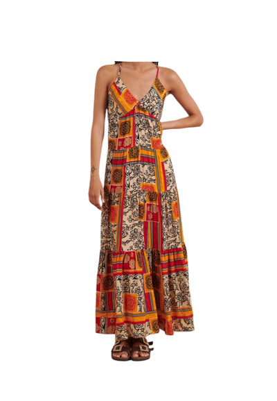 MOKIB Vestito lungo bretelline Donna a fantasia da donna