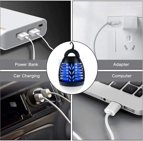 Lampada antizanzare campeggio per esterni con batteria ricaricabile USB 2 in 1