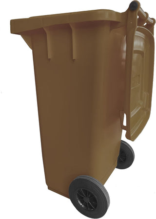 Bidone Per La Raccolta Differenziata 120 Lt Per Esterni Marrone Certificato Uni En 840 Con Coperchio E Ruote