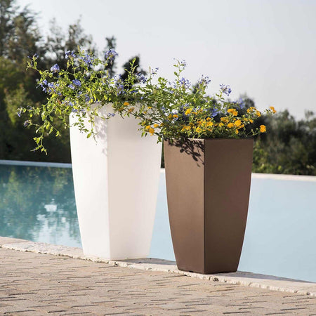 Vaso Quadro 'Stilo' Cm 33 X 33 X H 70 - 15 Lt. Avorio