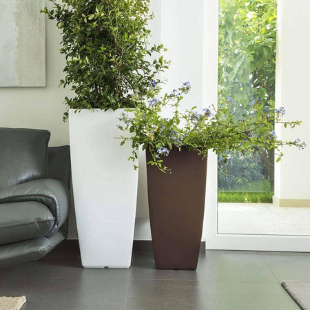 Vaso Quadro 'Stilo' Cm 33 X 33 X H 70 - 15 Lt. Avorio