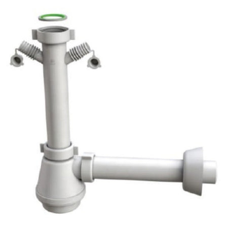Sifone Scarico 1 Via Senza Piletta Per Lavello In Acciaio Inox Con Attacco Doppio Lavastoviglie/Lava - 11/2 X Ø40X230Mm - Bon