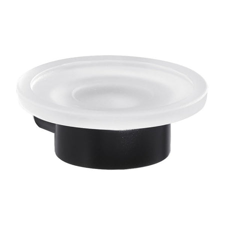 Portasapone Da Parete In Ottone Nero Opaco E Vetro Modello Pirenei - Dim. Cm (Lxpxh): 10,8×11,1×4,2 - Nero Opaco - Gdy