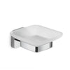 Porta Sapone Da Parete In Acciaio Inox E Vetro Modello Tonga - Dim. Cm (Lxpxh): 10,3X11,6X5 - Cromato - Gdy