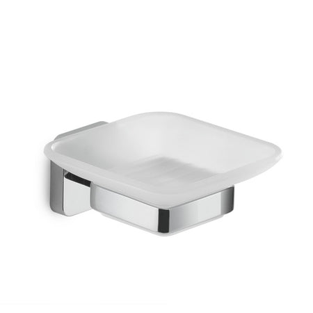 Porta Sapone Da Parete In Acciaio Inox E Vetro Modello Tonga - Dim. Cm (Lxpxh): 10,3X11,6X5 - Cromato - Gdy