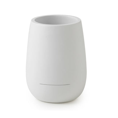 Porta Spazzolini Da Appoggio In Resina Bianca Modello Kira - Dim. Cm (Lxpxh): 8,5X8,5X11 - Bianco Matto - Gdy