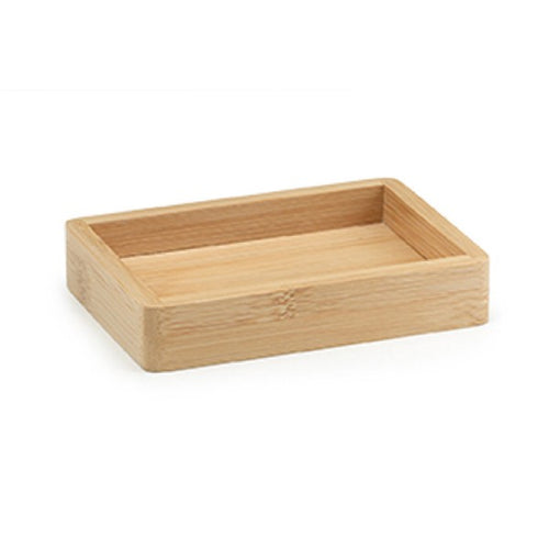 Porta Sapone Da Appoggio In Bambu Modello Bonnie - Dim. Cm (Lxpxh): 13,4X9,6X2,5 - Legno Naturale - Gdy